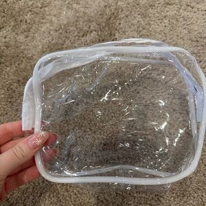 Amazon Clear Cosmetic Bag with White Trim